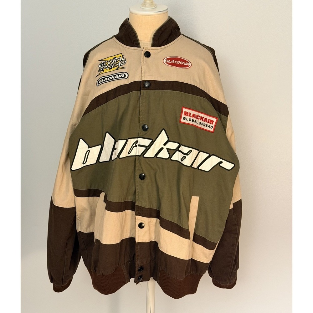 Aelfric Eden Blackair Motorsports Vintage Racing Bomber Jacket Logo Y2K Style XL